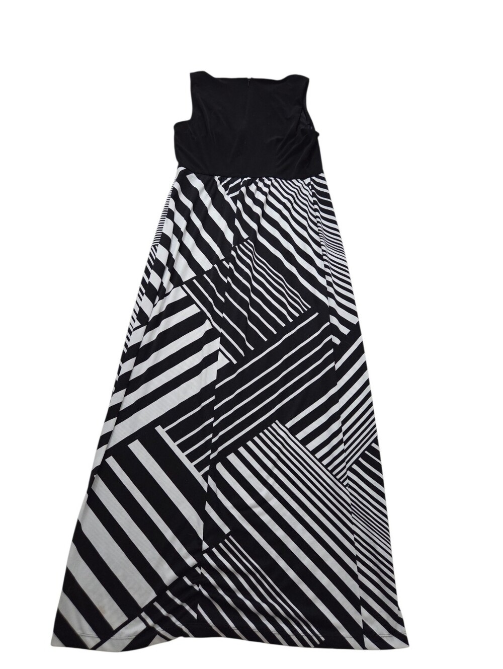 AB Studio black/white striped sleeveless V-neck maxi dress, L. EUC.